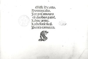 Title page from a public mass performed in Venice printed by Ottaviano Petrucci by Marbriano de Orto